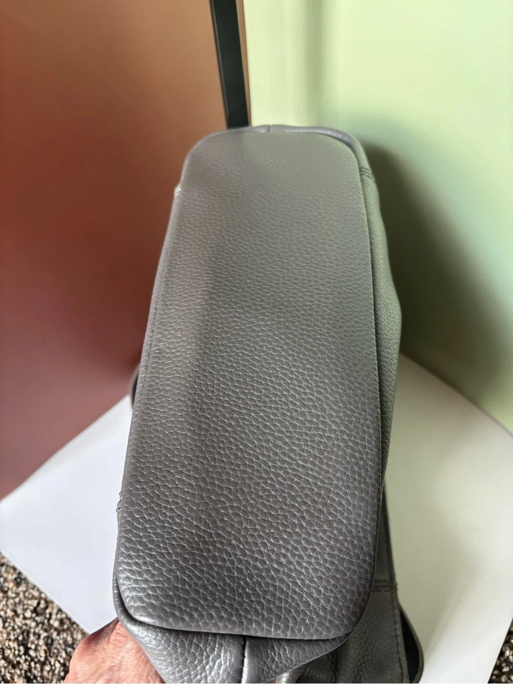 THE SAK Charcoal Pebbled Leather Hobo Shoulder Bag EUC